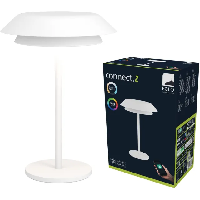 Eglo Arroyo-Z Tafellamp - 34 cm - Wit - Instelbaar RGB & wit licht - Dimbaar - Zigbee