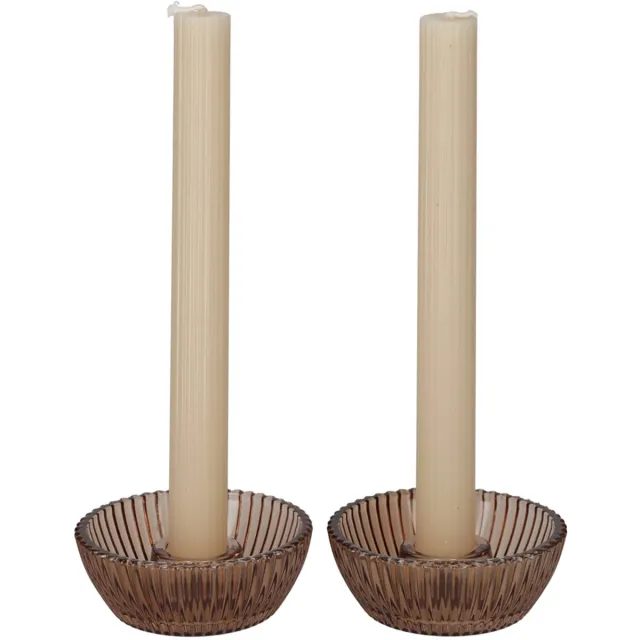 JENS Living Giftset Kandelaar + Kaars Bruin /2