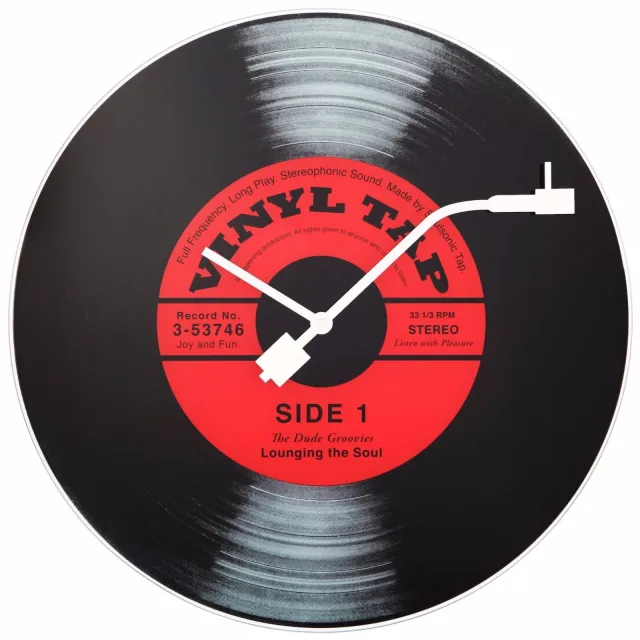 NeXtime Wandklok - 43 cm - Glas - 'Vinyl Tap' zwart, rood, foto 2