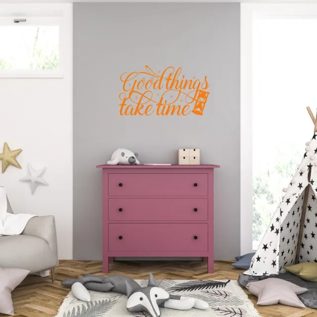 MC Living Muursticker - Good Things Take Time - 58 x 104 - Oranje