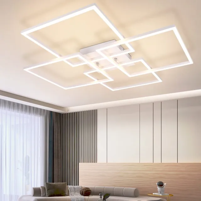 NETTLIFE Plafondlamp LED - Vierkant - 4 Lichts - Wit - 3000K Warm wit Licht - Modern Plafondlamp 72cm - voor Woonkamer | Keuken | Slaapkamer - 32W