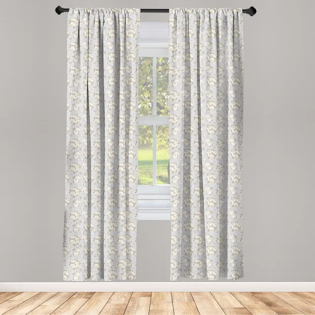 ABAKUHAUS Gordijnen – Romantische Rosen – 2x75x175 cm – Halfdonker – Groen/Blauw/Grijs Reseda groen