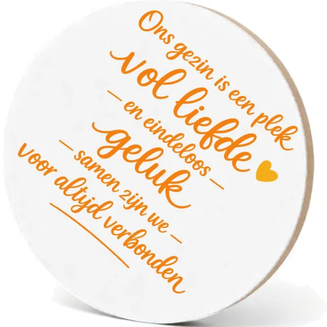 Mr Cadeautjes MDF fotolijst - design Een warme familie-quote in handgeschreven stijl met een klei | cadeau Wit