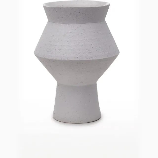 Element Accessories grillige hoekige ronde vaas in keramiek, belgische design merk , CUZCO 27WH Wit