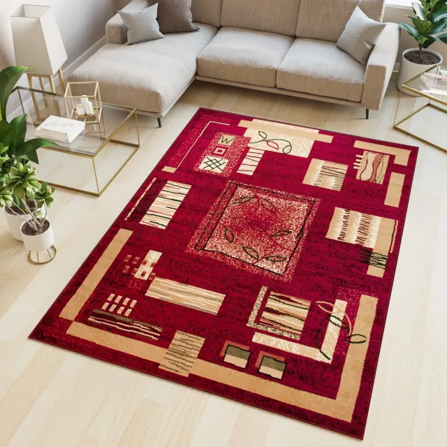 Tapiso Atlas PP Vloerkleed Rood Slaapkamer Woonkamer Tapijt Rood 7