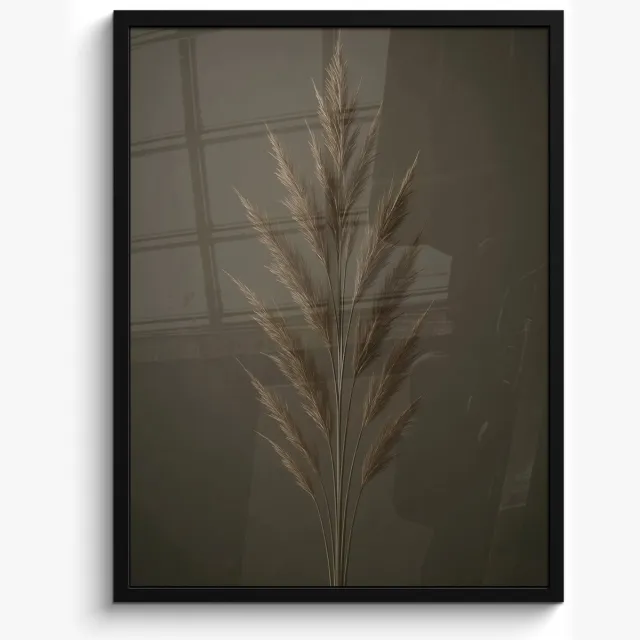FrameYourWall Poster in lijst - Fotolijst 50x70 cm - Posters - Tak - Pluimgras - Donkerbruin - Posterlijst zwart - Decoratie - Wanddecoratie woonkamer - Muurdecoratie slaapkamer