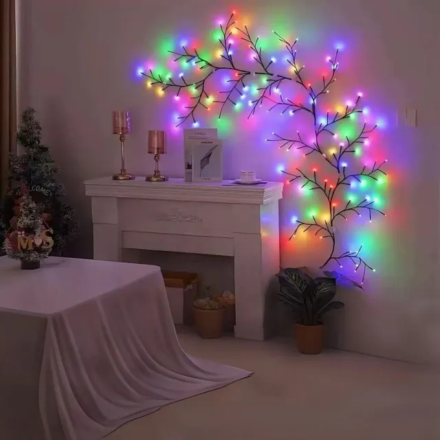 Nosheir Betoverende Wilgentak-Lichtslinger – Kleurrijke verlichting – 1,8 meter Twinkelende Boomtak met Afstandsbediening – 96 LED-Slingerlampjes voor Wand – Slaapkamer – Woonkamer & Huisdecoratie – 1 Stuk