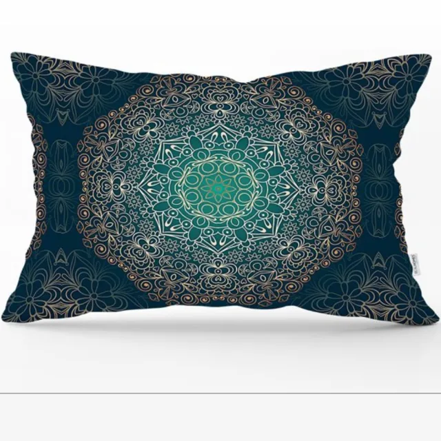 De Groen Home HARMONIE - Velvet Bedrukt Kussenhoesjes 40x60 - Gold Mandala - Fluweel kussensloop - Aan beide zijdig bedrukt