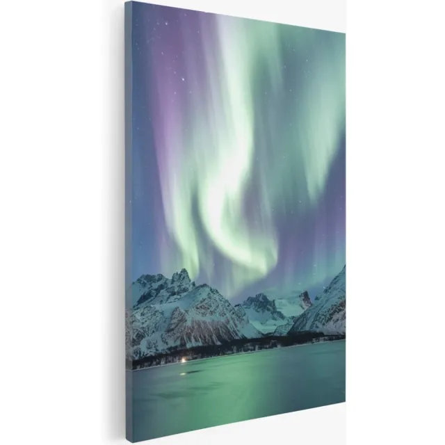 Saammp Canvas Schilderij - Noorderlicht in ijsland - Landschap - Natuur - 100x150 - Foto op canvas - Wanddecoratie - Muurdecoratie Woonkamer - Slaapkamer decoratie - Canvas Print Multicolor