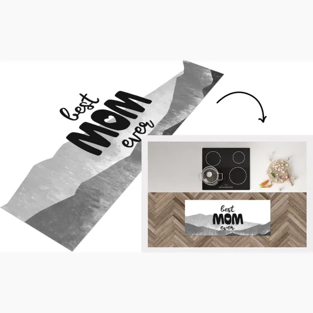 KitchenYeah Keukenloper - Loper keuken - Spreuken - Quotes Best Mom Ever - Moederdag - Mama cadeau - zwart wit - Keukenloper vinyl Zwart; Wit