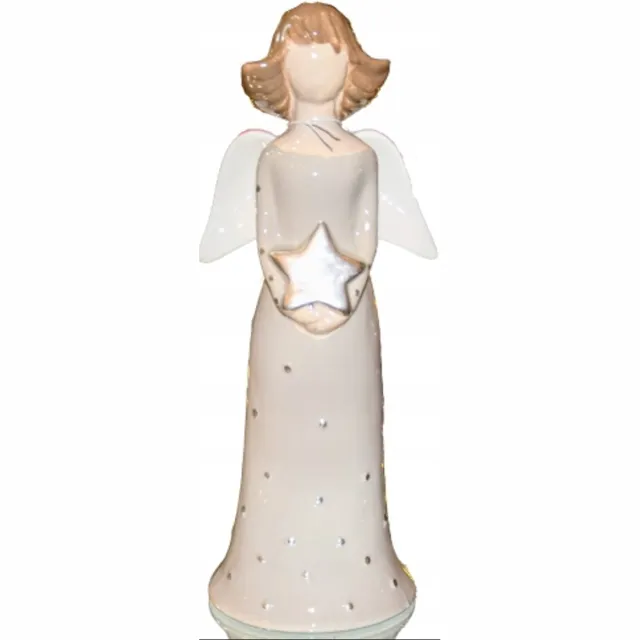 XR Brands (all) Grijze Engel met Ster Decoratief Beeldje - 20 cm Grijs