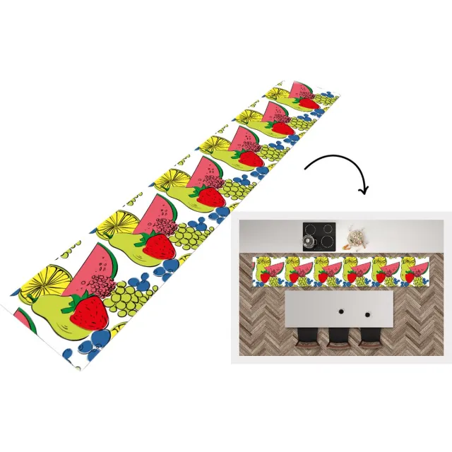 KitchenYeah Keukenloper - Keukenmat - Fruit - Cartoon - Patroon - Keuken vloerkleed Multicolor