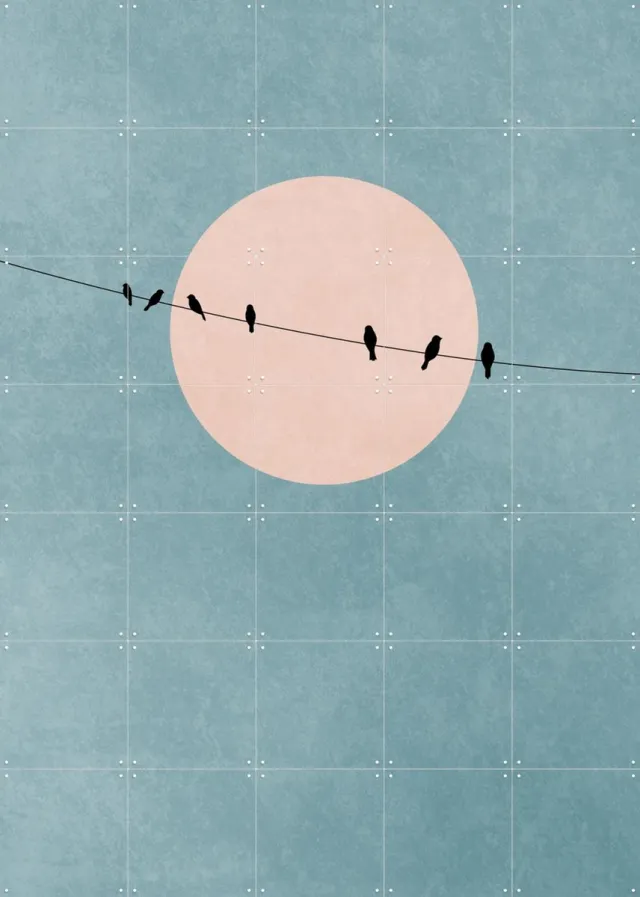 IXXI The Beauty of Silence, Kubistika - 100 x 140 cm - Grote wanddecoratie en posters - Grafisch Ontwerp, Digitale Kunst, Minimalisme, Illustraties Blauw / Koele tinten