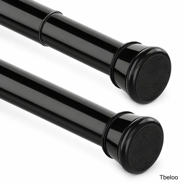 Tbeloo Gordijnstang zonder boren, spanstang telescoopstang 83-160 cm, zwart, diameter 25 mm - voor badkamer, raam, kledingkast