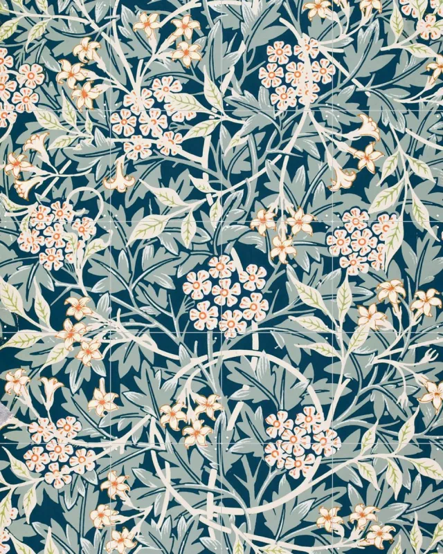 IXXI Jasmine blue, William Morris & Victoria and Albert Museum - 80 x 100 cm - Grote wanddecoratie en posters - Illustraties, Vintage, Klassiek Blauw