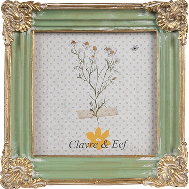 Clayre & Eef Fotolijst 10x10 cm Groen Polyresin