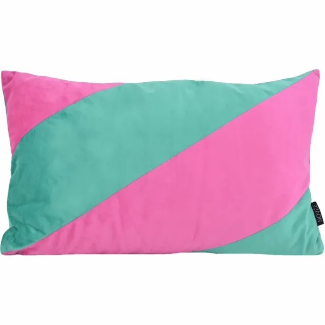 NOVÉE Velvet Swirl Groen/Roze Kussenhoes | 30x50 cm | Fluweel/Polyester