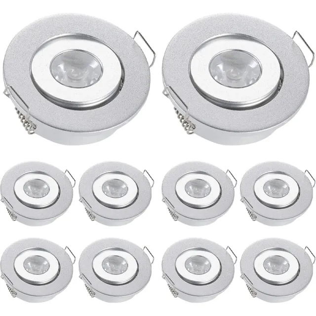 BOG Pack Van 10 Mini 3W LED Downlights - Ronde Verstelbare Plafondspots 220V Voor Kastverlichting En Interieur WIT