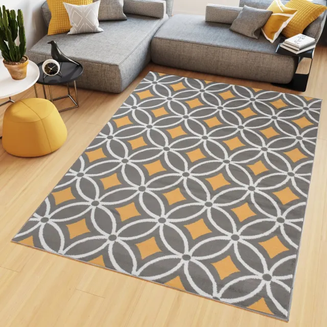 Tapiso Maya Vloerkleed Grijs Geel Gebloemd Tapijten Maat- 180x250 Geel Grijs 3