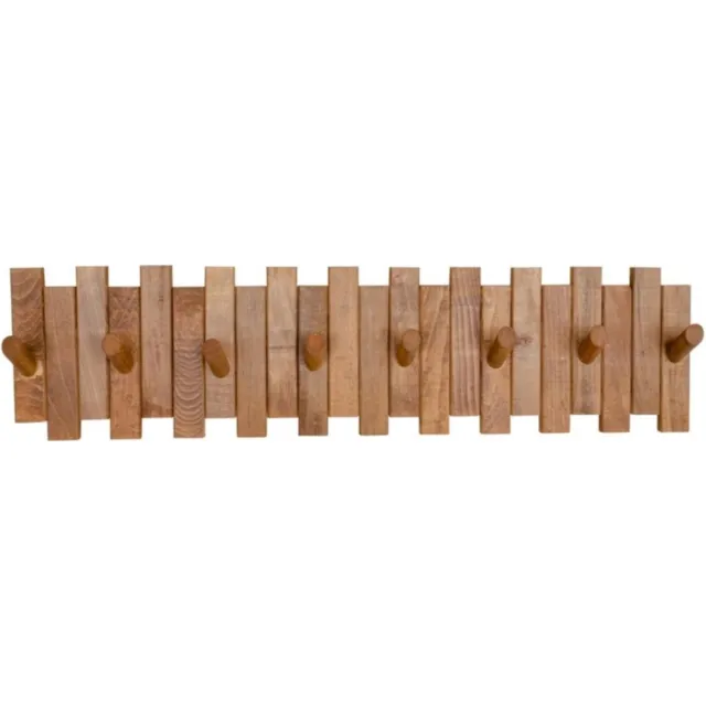 Bofigo Houten Muurhanger - Deurhanger - Kledinghanger - Hekmodel - Volledig Natuurlijk Hout - Rond met 8 Hangers - 22 x 88 cm