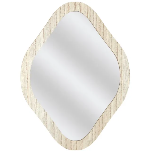 HOME DECO FACTORY Spiegel - hout - 25 x 34 cm - wandspiegel - ruit vorm - natuurlijke look Beige