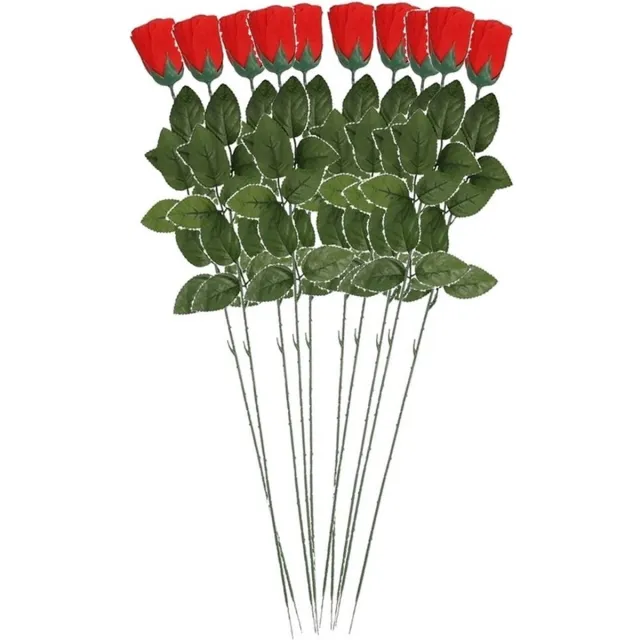 Shoppartners 10x Rode Rosa/roos kunstbloem 60 cm - Kunstrozen - Kunstbloemen boeketten rozen rood