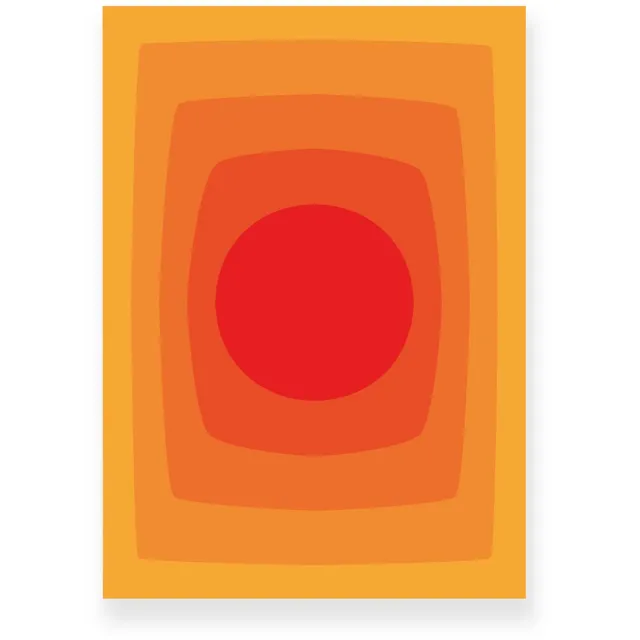 Yisual Poster 50x70 cm - Abstracte Kleurovergang - Cirkel - Geel - Oranje - Vintage - Op-Art - Muurdecoratie - Wanddecoratie