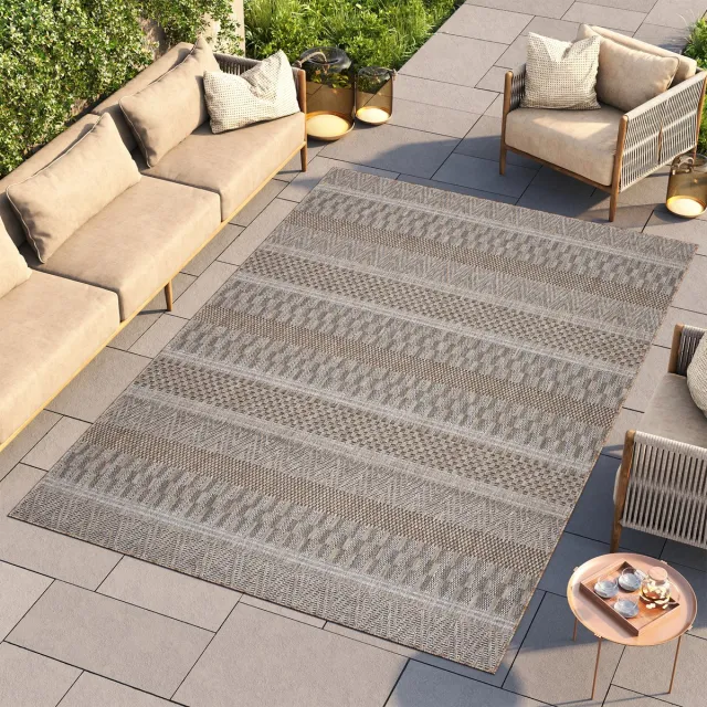 Tapiso Melissa Vloerkleed voor Balkon Tuin Terras Bruin Indoor Outdoor Tapijt Maat- 200x290 Bruin 3
