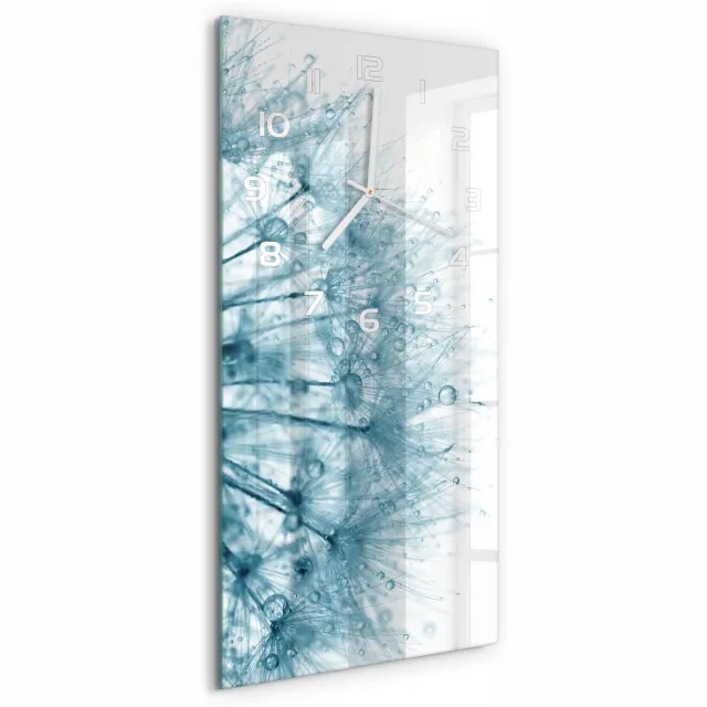 TULUP Wandklok - Paardebloem Wandklok Glas Decoratie - 30x60 cm - Grijs Gekleurde Glazen Klok - Witte handen - Rechthoekige Klok - Klok Glas Met Opdruk - Moderne Wandklok Glas