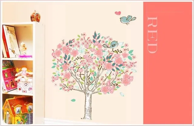 Pinehouse XXL muursticker grote roze boom multi