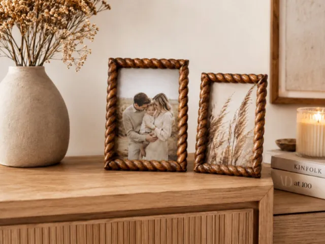House of Nature Mango houten fotolijst - Nostalgische foto houder - 10 x 15 cm bruin