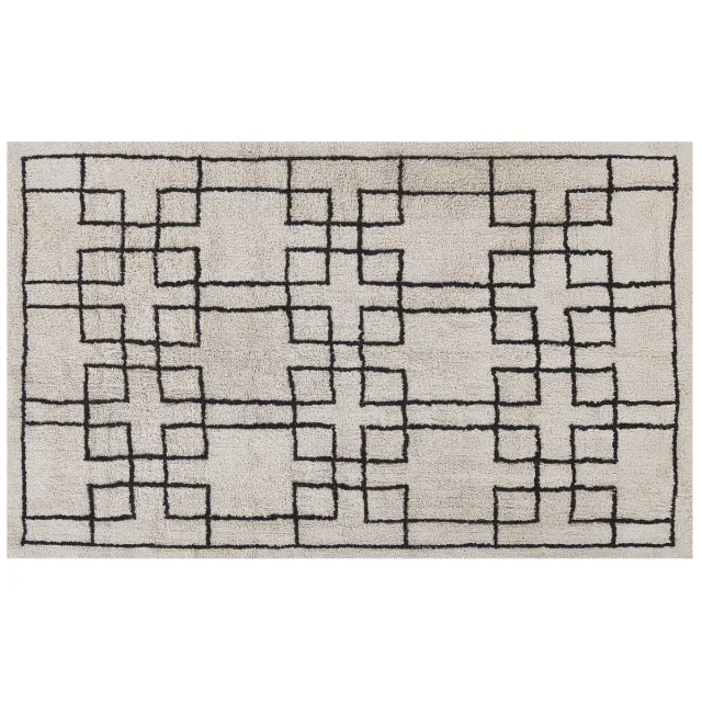 Beliani TURHAL - Laagpolig vloerkleed - Beige - 140 x 200 cm - Katoen
