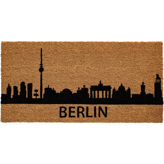 Hamat Kokosmat Berlin 40 x 80 cm - Kokosmat - Deurmat Binnen - Kokos Deurmat - Geïmplanteerd - Vinyl Onderzijde Naturel/Zwart