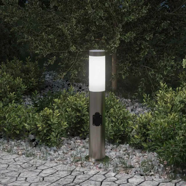 vidaXL Bolderarmatuur met stopcontact 50 cm RVS IP44 Zilver
