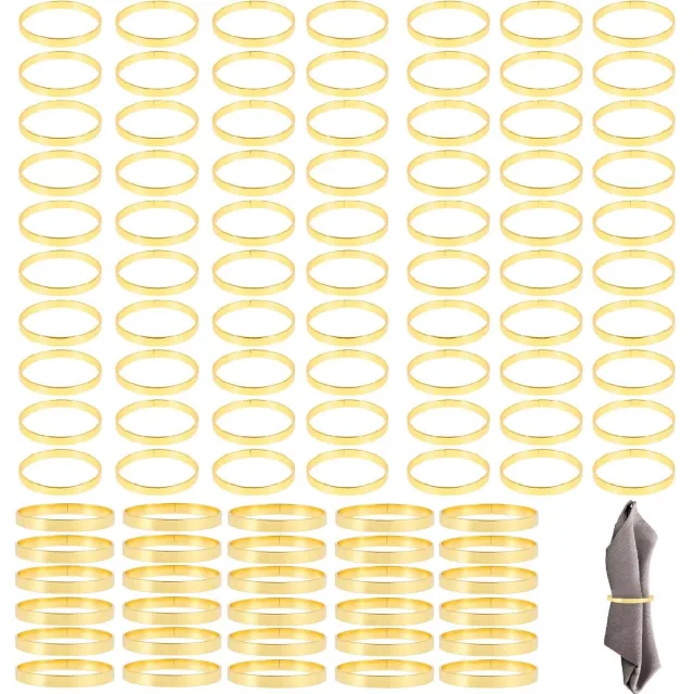 Famanu Set van 100 gouden servetringen, elegante metalen napkin rings voor kerst, bruiloft, banket en feesten