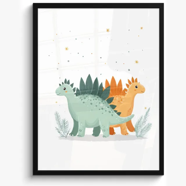 FrameYourWall Poster in lijst - Fotolijst 50x70 cm - Posters - Planten - Sterren - Dinosaurussen - Oranje - Posterlijst zwart - Decoratie - Wanddecoratie woonkamer - Muurdecoratie slaapkamer