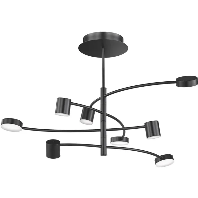 Wofi Plafondlamp 8-vlam Lampen zwart, woonkamer, metaal glas, LED 44W 2250Lm 3000K, LxBxH 100x100x54cm, WOFI 11777