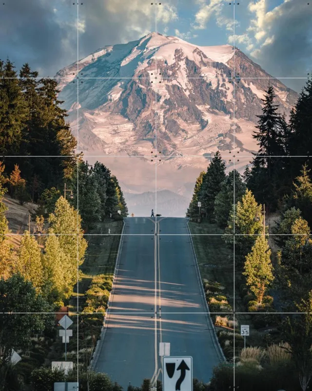 IXXI Mt.Rainier, Tristan Zhou - 80 x 100 cm - Grote wanddecoratie en posters - Fotografie, Kleurrijk, Slaapkamer, Woonkamer, Mancave, Bomen blauw