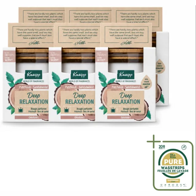 Kneipp 6 x Kneipp - Geurkaars - Deep Relaxation - Sandelhout & Patchouli - 20 branduren - Wasstrips - Geurkaars - Ontspanning - Kneipp - Sandelhout - Patchouli Wit