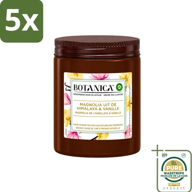 Air Wick 5 x Botanica by Air Wick - Geurkaars - Vanille & Magnolia - 40 Uur Brandduur - Wasstrips - Geurkaars - Vanille En Magnolia - Natuurlijke Geur - Luxe Geur - Ontspanning Bruin