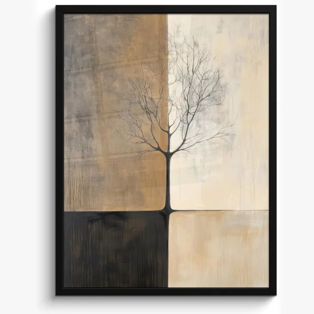 FrameYourWall Poster in lijst - Fotolijst 50x70 cm - Posters - Boom - Vlakken - Takken - Kleurverloop - Posterlijst zwart - Decoratie - Wanddecoratie woonkamer - Muurdecoratie slaapkamer
