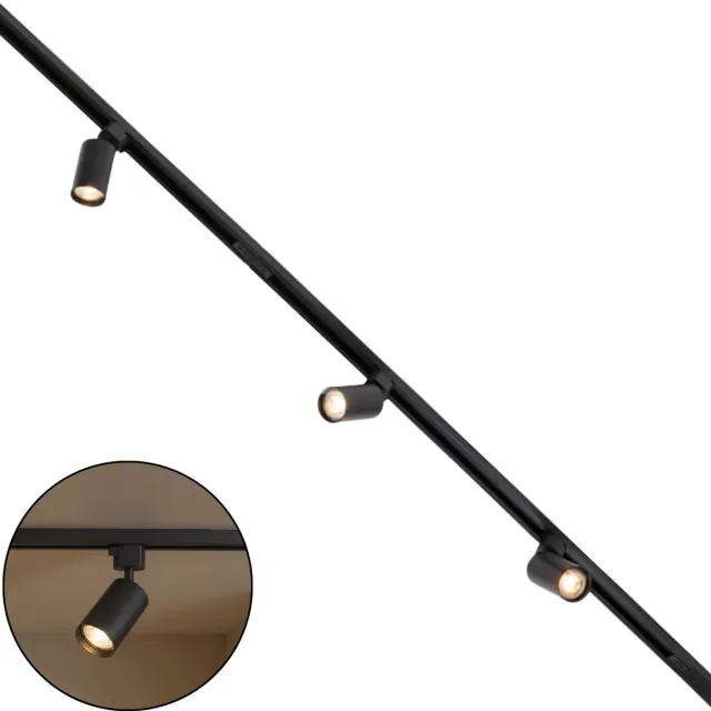 Lighto Railverlichting 100cm - Incl. 3 LED Spots - 1-fase - Plafondlamp - Plafondspots - Railsysteem - Woonkamer / Slaapkamer / Keuken - Zwart