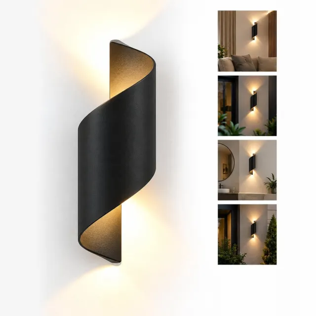 VHV LED Wandlamp Binnen en Buiten - Up Down Light Zwart 10W - IP65 Waterdichte Sfeerverlichting - Moderne Muurlamp voor Woonkamer en Tuin - Kerstcadeau
