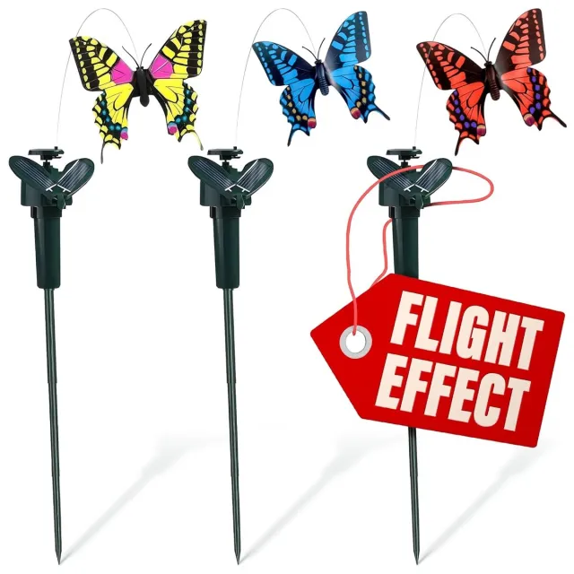 ANMI Solar Vlinder Tuinstekers - Bewegende Vlinders op Zonne-energie - Fluttering Butterfly Decoratie voor Buiten - Waterdicht - 3 Stuks - Kleur Willekeurig Groen