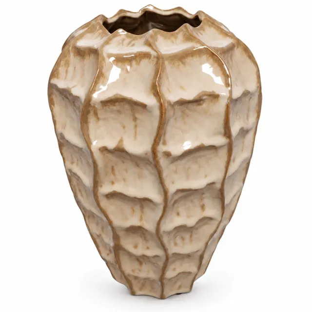Countryfield Vaas Rialto van steen - Beige - Rond ø23 cm - Hoogte 30 cm