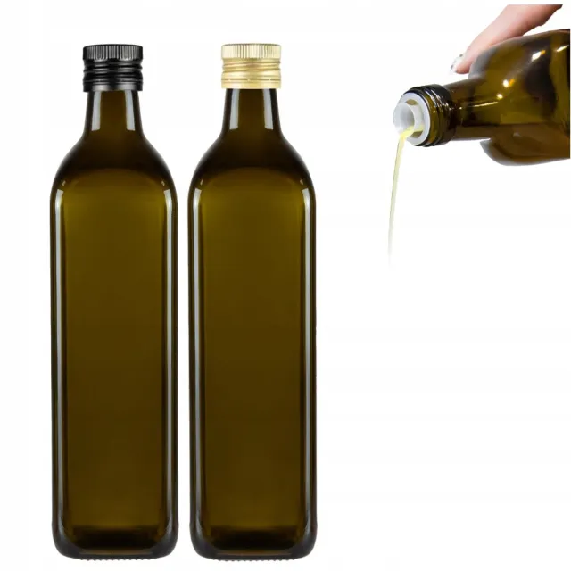 Bimberek Marasca - Olieflessen - 750ml - Olijfgroen - Kwadratisch - Doosvormig