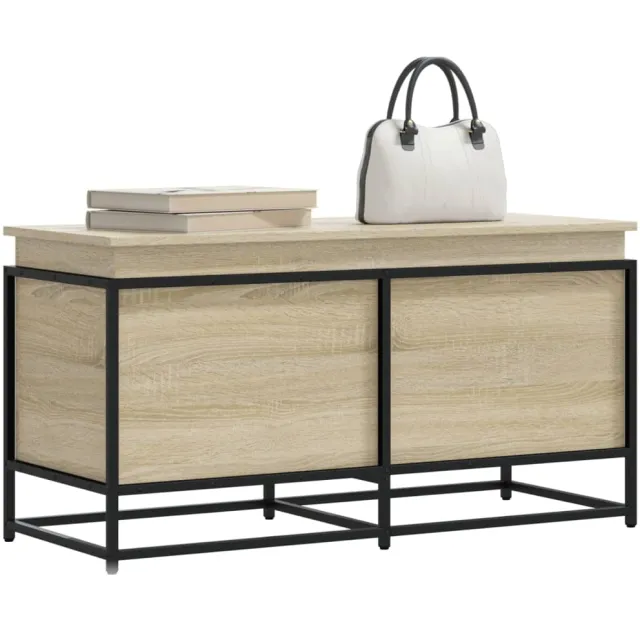 vidaXL Opbergbox met deksel 100x40x51,5 cm bewerkt hout sonoma eiken Bruin