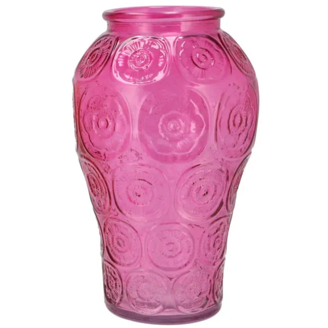 DK design Bloemenvaas Circle - boeket vaas - glas - roze - 15 x 25 cm
