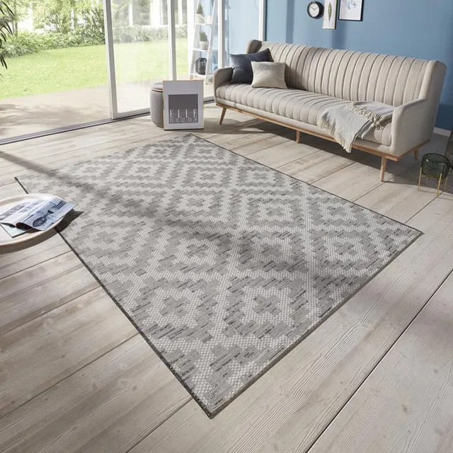 Elle Decoration Binnen & buiten vloerkleed Creil Elle Decoration - grijs/crème 77x150