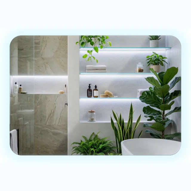 Coloray LED Spiegel - Grote Badkamerspiegel met Afgeronde Hoeken - 70 x 100 cm - LED Spiegel - Koud Wit 6500K - Grote Wandspiegel LED - Decoratieve Spiegel